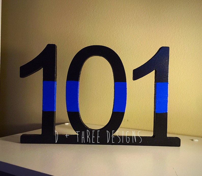 Police Officer Thin Blue Line Wooden Badge Number Thin Blue Line Decor Wooden Badge Police Gift Police Decor Police Academy Graduation Cop Gift Police Retirement Police Office Decor Police Desk Piece Police Number Badge Number