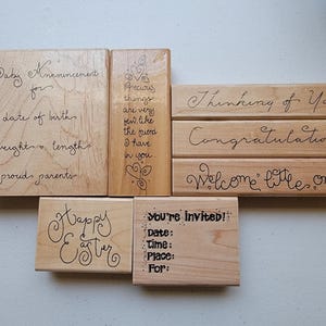 NEW Wood Mounted Rubber Stamps, Choose Your Stamp, Unused Rubber Stamps, Large Stamps, Word Stamps