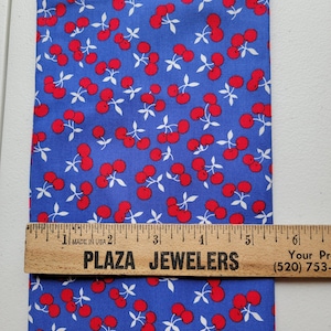 Half Yard Cut of Red, White, and Blue Cherry Fabric for LakeHouse Dry Goods, Quilting Fabric, 100% Cotton Quilt Fabric