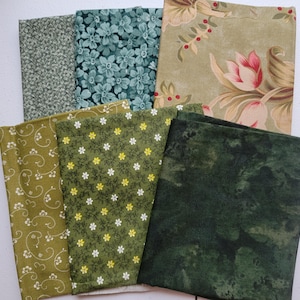 Gorgeous Greens! Beautiful Fat Quarter Bundle of 6 Different Fabrics, Cotton Quilt Fabric Bundle, Green Fabric Bundle, 100% Cotton Fabrics