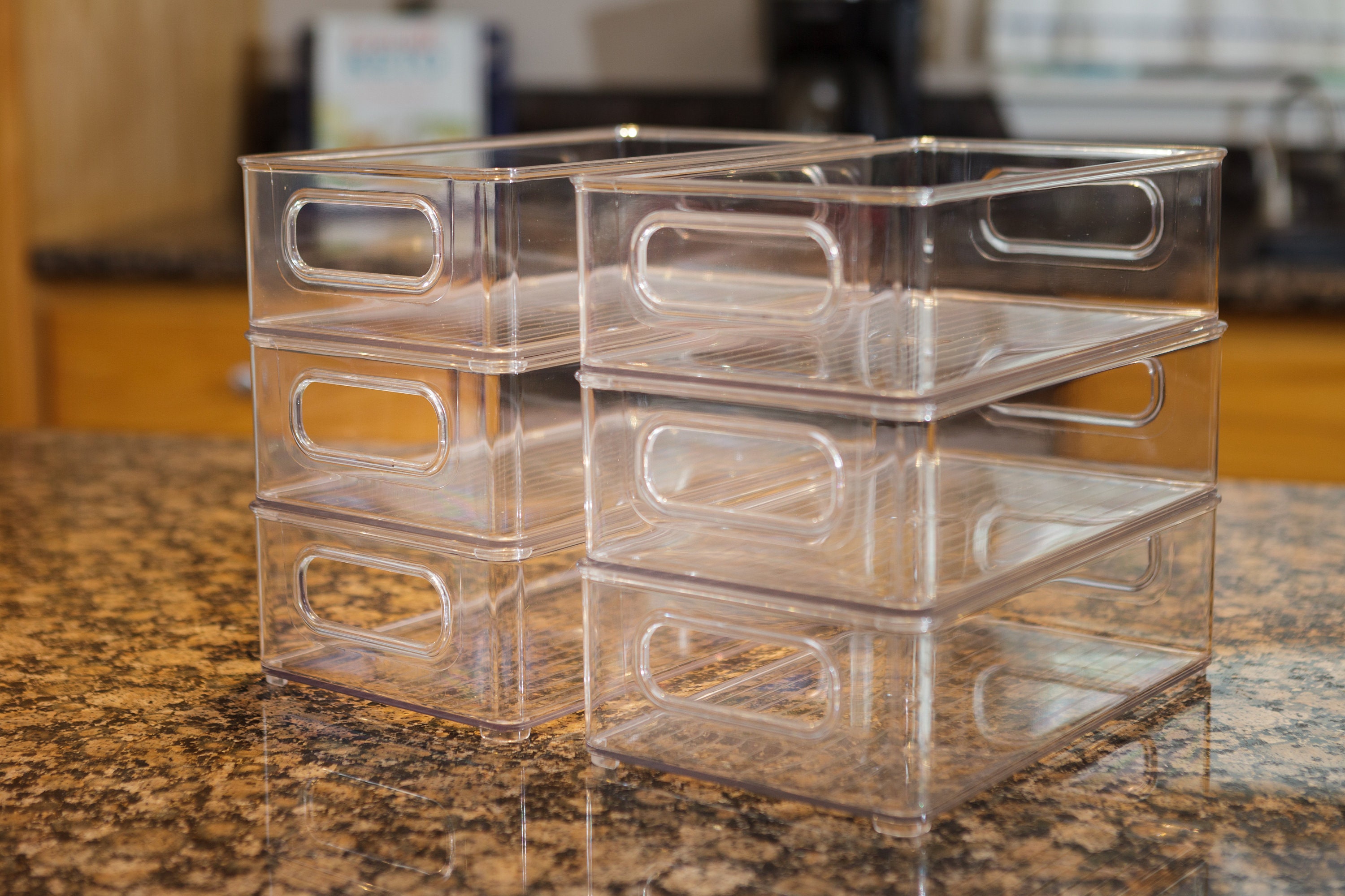 Buy 6 Pack Stackable Storage Solutions. Clear Organizer Bins With Handle  for Craft Storage, Fridge and Pantry Organization. Online in India 