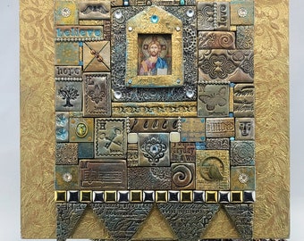 JESUS- Mixed Media Mosaic