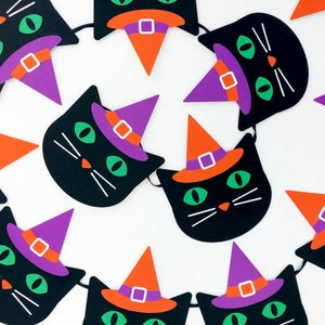 Halloween Cat Banner | Witch Garland | Instant Digital Download SVG PDF PNG