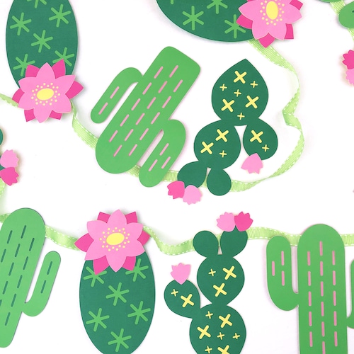 Cactus Banner Birthday Party Bunting Instant Digital - Etsy