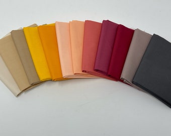 Autumn Sunset Art Gallery Solid Curated Fabric | AGF Solid Fabric Bundle | Art Gallery Fabric | AGF Fabric | Yellow Orange Burgundy Fabrics