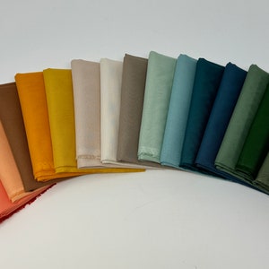 Fall Sunset Curated Riley Blake Solids Cotton Bundle | Autumn Fall Solid Quilt 16 Fabric Bundle | Orange Brown Green Solid Fabrics