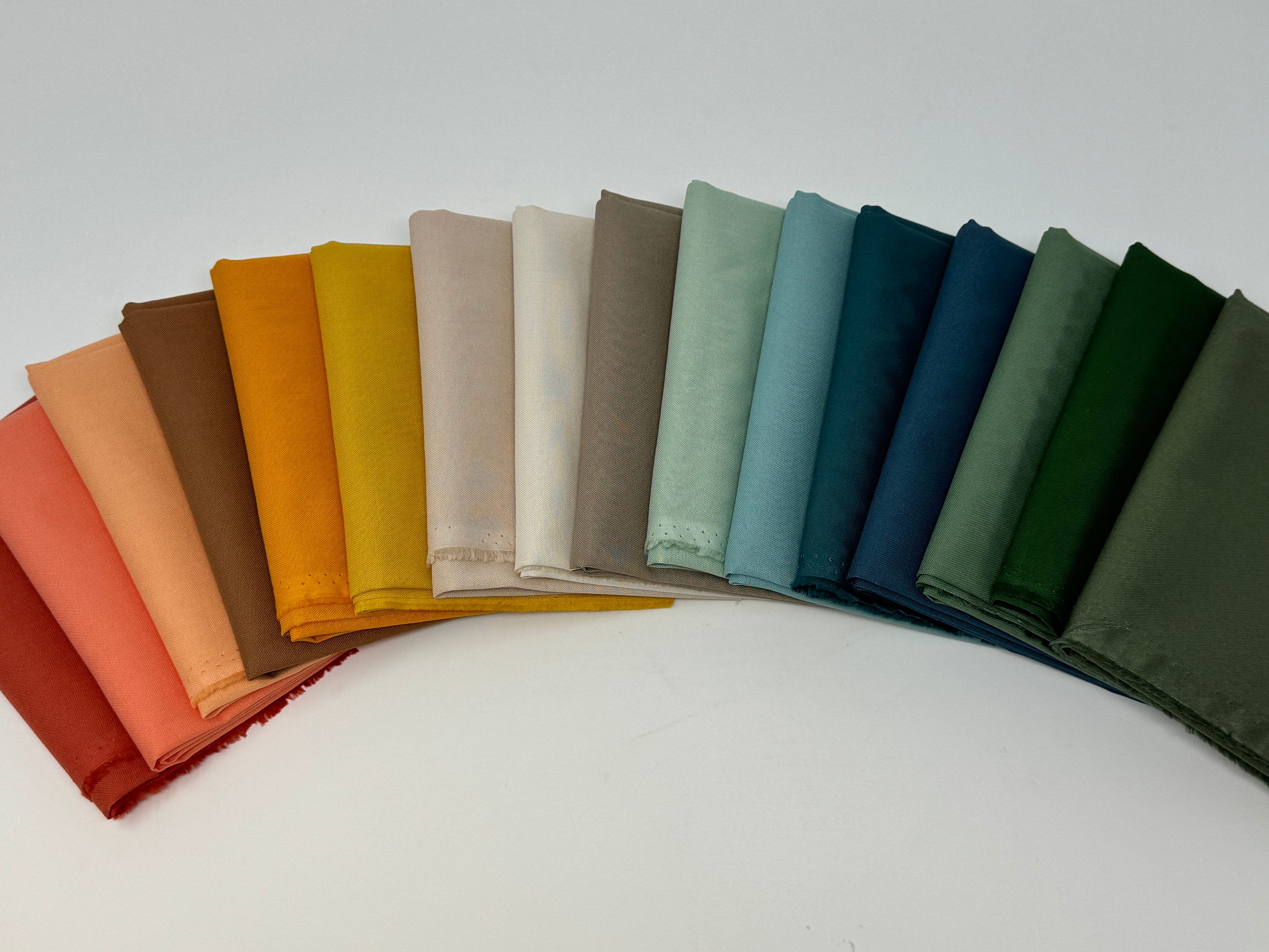 Fall Sunset Curated Art Gallery AGF Solids Cotton Bundle | Autumn Fall Solid Quilt 16 Fabric Bundle | Orange Brown Green Solid Fabrics