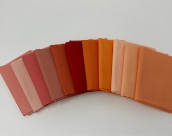 Paquete de telas curadas de sólidos puros de Texas Sunset Art Gallery / Paquete sólido AGF / Licuadoras AGF / Paquete de tela naranja melocotón rubor