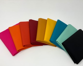 Andrina Curated Riley Blake Cotton Fabric Bundle | 9 Riley Blake Designs Fabric FQ Bundle | Rainbow Fabric Collection | Quilt Fabric