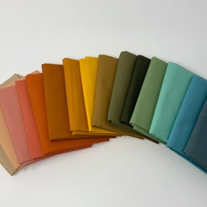 Majestic Sunset Riley Blake Curated Solid Cotton Fabric Bundle | 15 Fall Autumn Quilt Bundle | Brown Blue Orange Yellow Green Fabrics