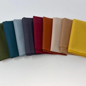 Cozy Cabin Curated Riley Blake Solids Cotton Bundle | Autumn Fall Solid Quilt 10 Fabric Bundle | Blue Orange Green Solid Fabrics