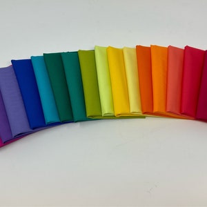 Bright  Rainbow Curated Art Gallery Pure Solids Fabric | AGF Solid Bundle| AGF Blenders | Art Gallery Fabric Bundle | Rainbow Fabric