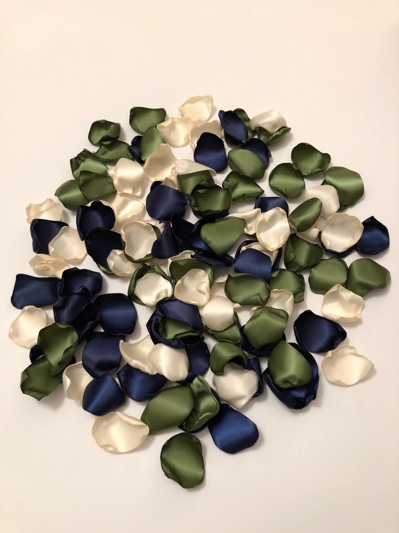 Rose Petals Moss Green Petals Green Wedding Decor Navy Etsy