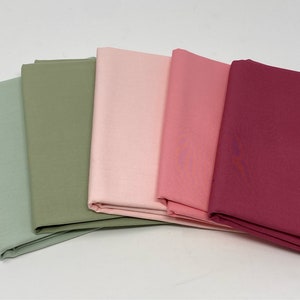 Sage And Pink Riley Blake Cotton Curated Fabric Bundle | Mini Solid Fabric Bundle | Small Fabric Bundle | Pink Green Fabric | FQ Bundle