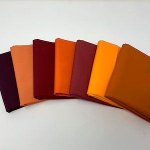 Spice and Season Riley Blake Designs Cotton Solid Fabric Collection | Burgundy Rust Orange Pumpkin 100% Cotton Quilt 7 Fabric Bundle