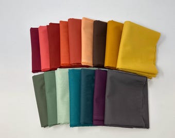 Montana Mountains Curated Riley Blake Cotton Solid Fabric Bundle | 16 Autumn Fall Solid Quilt FQ Fabrics Quilting Fabric Bundles