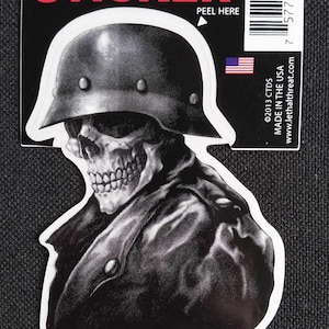 Biker From Hell Lethal Threat Sticker Decal Made in USA Helmet Skull