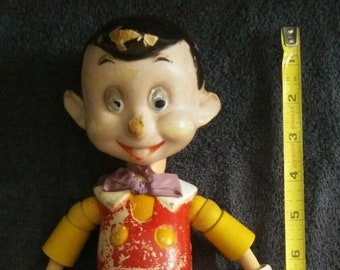 1930s Vintage Antique Wooden Pinocchio Doll