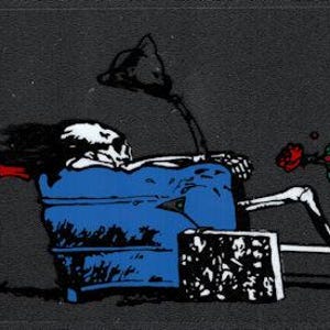 Vintage GRATEFUL DEAD Skeleton Blown Away Guy Hippie Sticker Decal