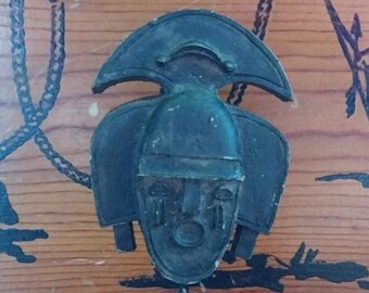 RARE African Tribal Mask Statue Paperweight Figure Sculpture on Stand