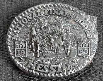 Hebilla de cinturón para adultos NFR de edición limitada de vaquero occidental de rodeo de las finales nacionales de HESSTON de 1989