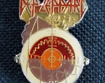 True Vintage Original Def Leppard Band Pyromania Album Enamel Group 80s Lapel Pin Pinback Button Badge - RARE