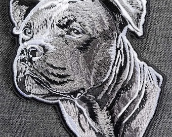 Amerikanischer Pit Bull Terrier Hündchen Kopf Gesticktes Aufbügeln Motorradjacke Biker Weste PATCH