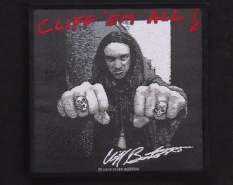 Con licencia de METALLICA Cliff Burton ~ Cliff 'Em All ~ Álbum de banda Arte de canción Parche de música de banda