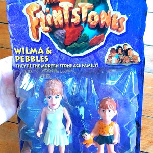 Vintage The Flintstones Wilma and Pebbles Toy Figures Sealed On Card