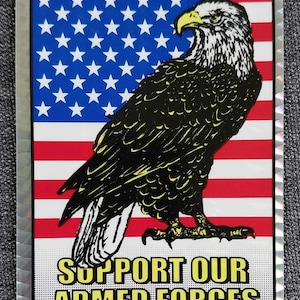 Vintage Reflective Prism Vending Decal Sticker - American Eagle Support Our Armed Forces
