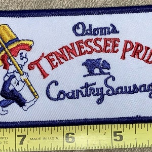 Parche publicitario vintage de la empresa de salchichas Odom's Tennessee Pride