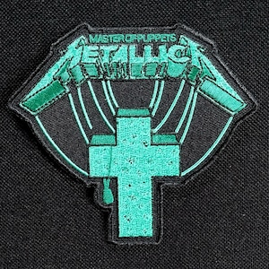 Licensed METALLICA Master OF Puppets Green Cross Band Album Art Band Music Patch - Iron ON
