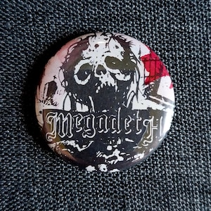 Vintage 80s MEGADETH Heavy Metal Thrash Band Pin Pinback Button Badge