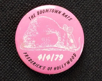 RARE True Vintage 1979 Original The Boomtown Rats Live at Frederick's of Hollywood Band Promo Pin Pinback Button Badge