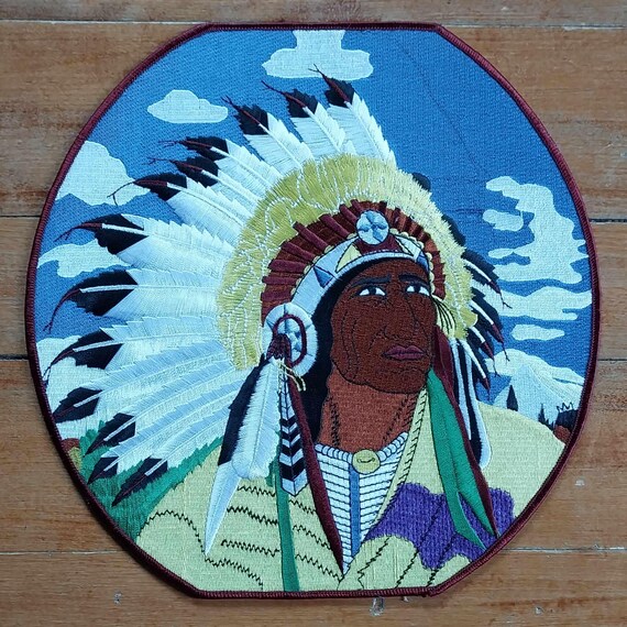 Vintage - Large Embroidered Jacket Patch Native A… - image 1