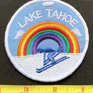 Lembrança vintage de Lake Tahoe Califórnia costurada em remendo de colecionador de chapéu/jaqueta de inverno