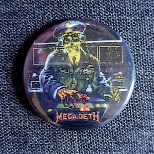 Vintage MEGADETH Holy Wars General Vic Pin Pinback Button Badge