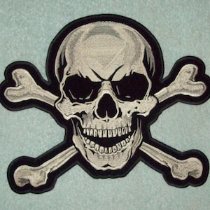 SKULL & CROSSBONES Large Biker Back Patch