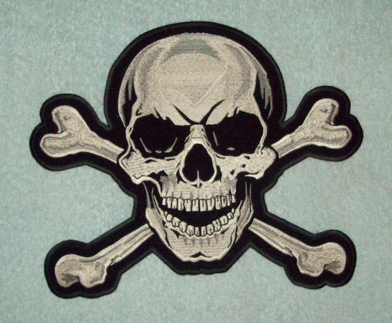 Biker Skull Patch, Large Back Patches for Jackets and Vests