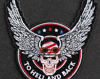 To Hell and Back USA Skull with Wings MC Club Embroidered Iron On Motorcycle Jacket Biker Vest PATCH