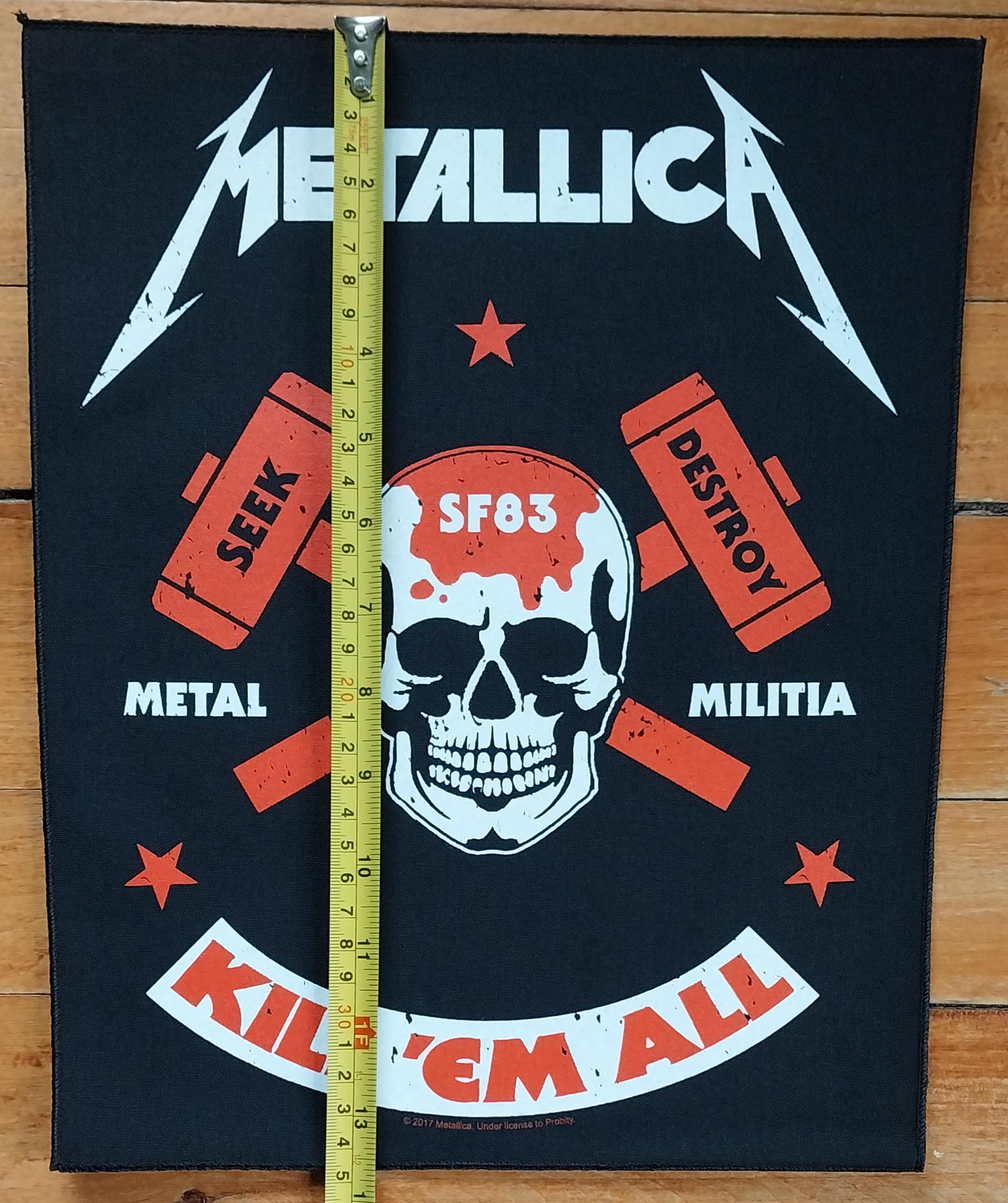 Patch Metallica Kill 'Em All - Logo Band Metal Militia - Tessuto Ricamato Ufficiale 10x10 Cm - Da Cucire Su Giacca Denim