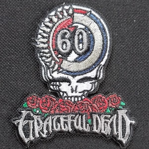 Licensed Grateful Dead 60th Anniversary Skull and Logo Classic Rock Band Embroidered Iron On Band Patch