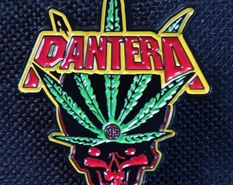 Licensed Pantera Leaf Skull Enamel Heavy Metal Band Pin Pinback Button Badge