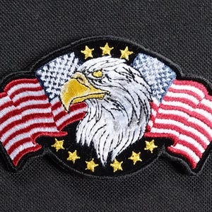 USA American Eagle and Flags Biker Embroidered Iron On Motorcycle Jacket Patch