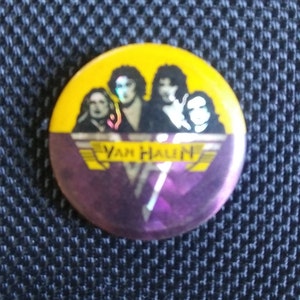 True Vintage 80s Original Van Halen Group Prism Pin Pinback Button Badge Made in England