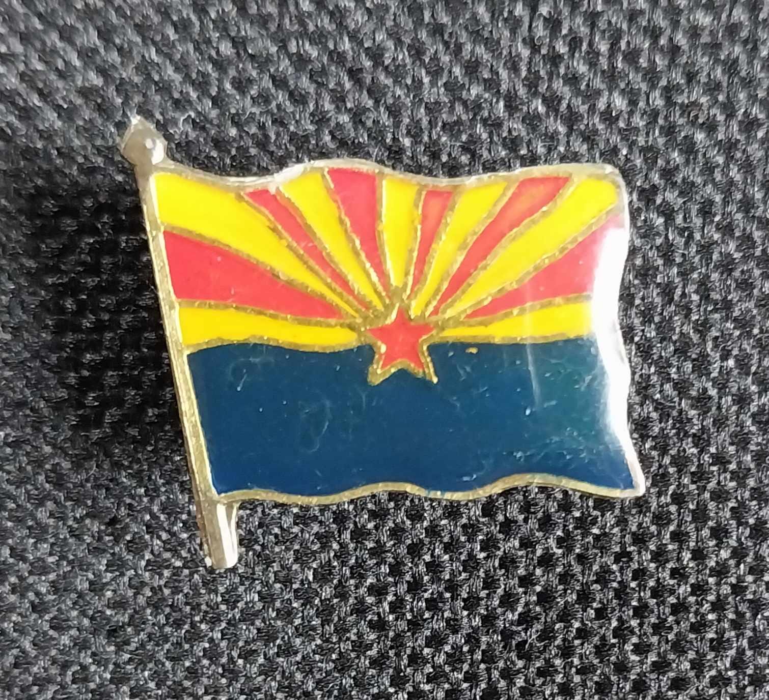 Vintage ARIZONA State Flag Enamel Hat Tie Tac Shirt Jacket Vest Lapel Pin