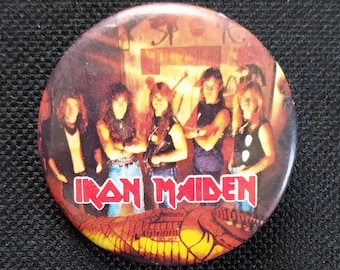True Vintage 80s Original Iron Maiden POWERSLAVE Album Promo Pin Pinback Button Badge