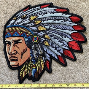 LARGE Native Motorcycle Vest Biker Iron On Back Patch