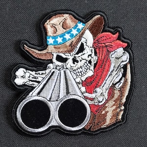 Shotgun Outlaw Cowboy Biker Embroidered Iron On Motorcycle Jacket Patch