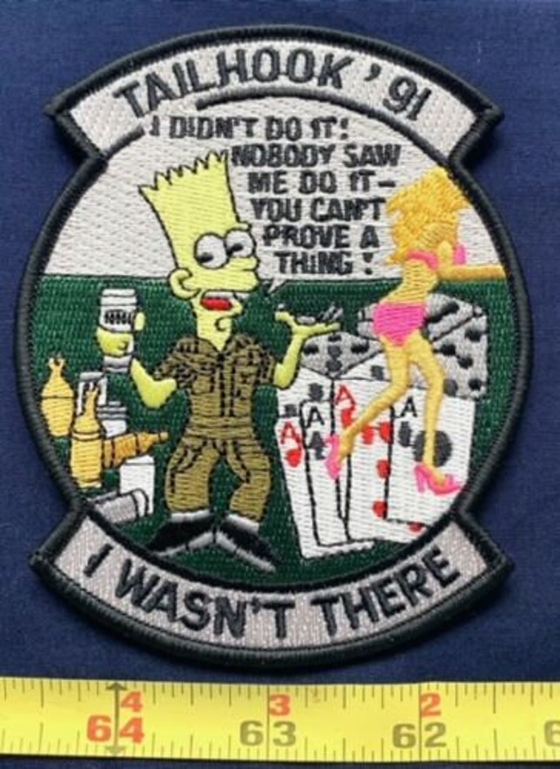 TAILHOOK Navy military humor Bart Simpson USN NAVY Patch image 1